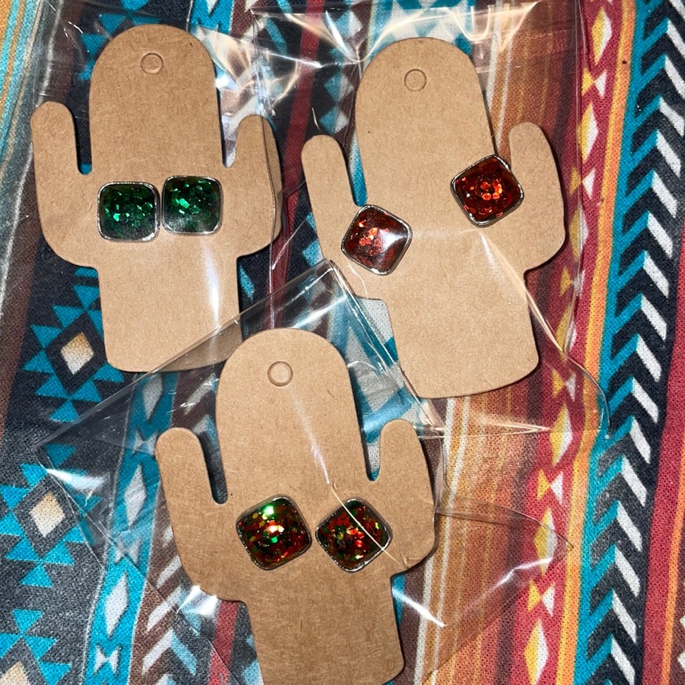 New Druzy Earrings!!10mm 3 pairs Christmas colors